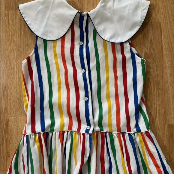 Ashton Connor Vintage Kite Appliqué Rainbow Striped Bib Dress Sz 10 USA made - Picture 4 of 6